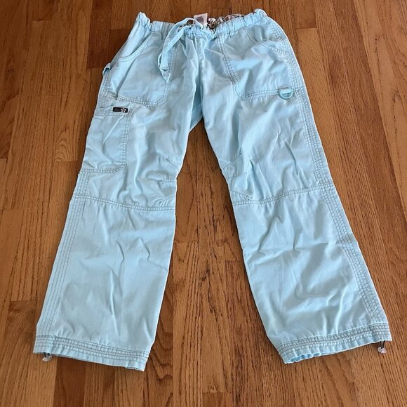 Koi Scrub Pants Women’s Size Medium Turquoise Lindsey Cargo Medical Scrubs - Picture 1 of 11